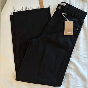 Reformation Emma high rise wide leg black jeans with raw hem
